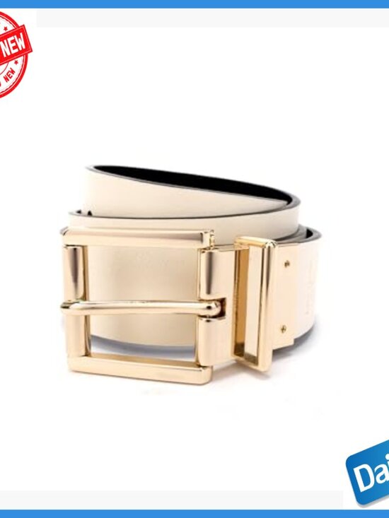 Reversible Leather Belt Medium Size Adjustable Buckle Women\'s Accessory